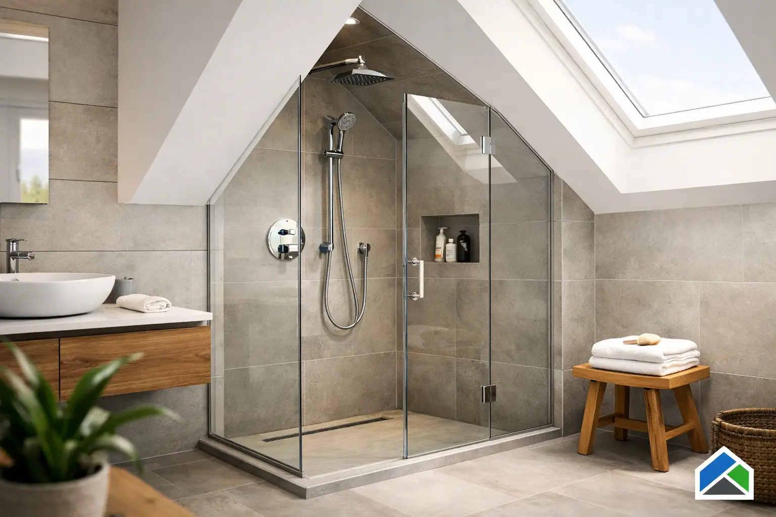Dusche unter Dachschräge planen