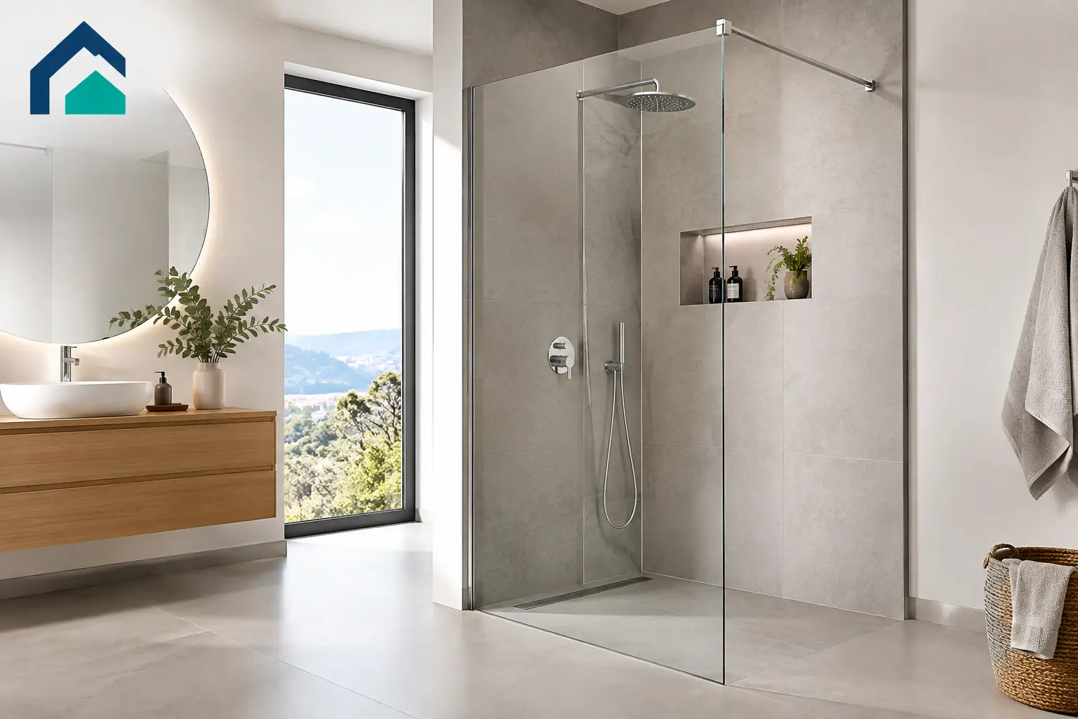 Rahmenlose Nischendusche planen: Maße und Details